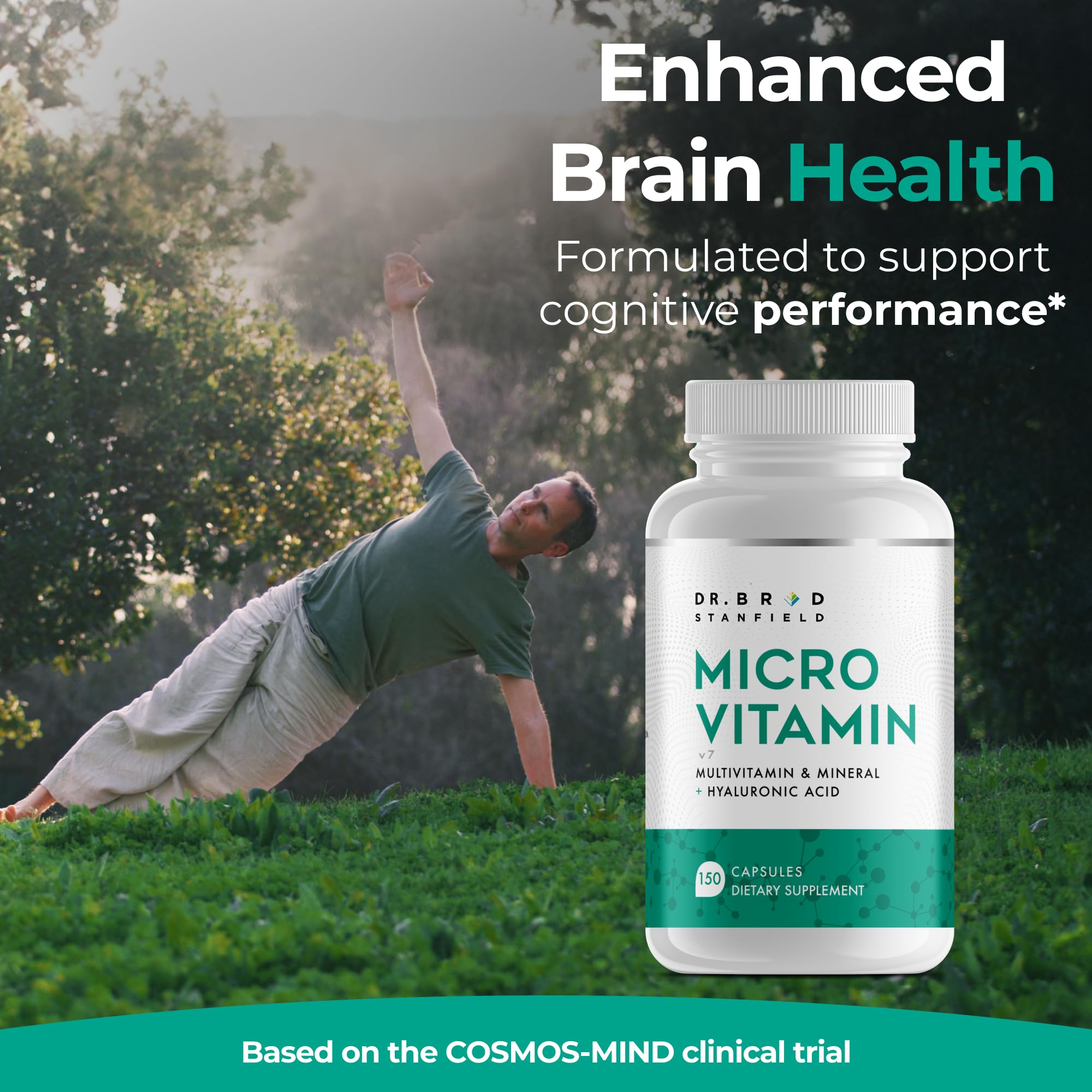 Illustration showing cognitive health benefits of Dr Brad Stanfield multivitamin for men and women