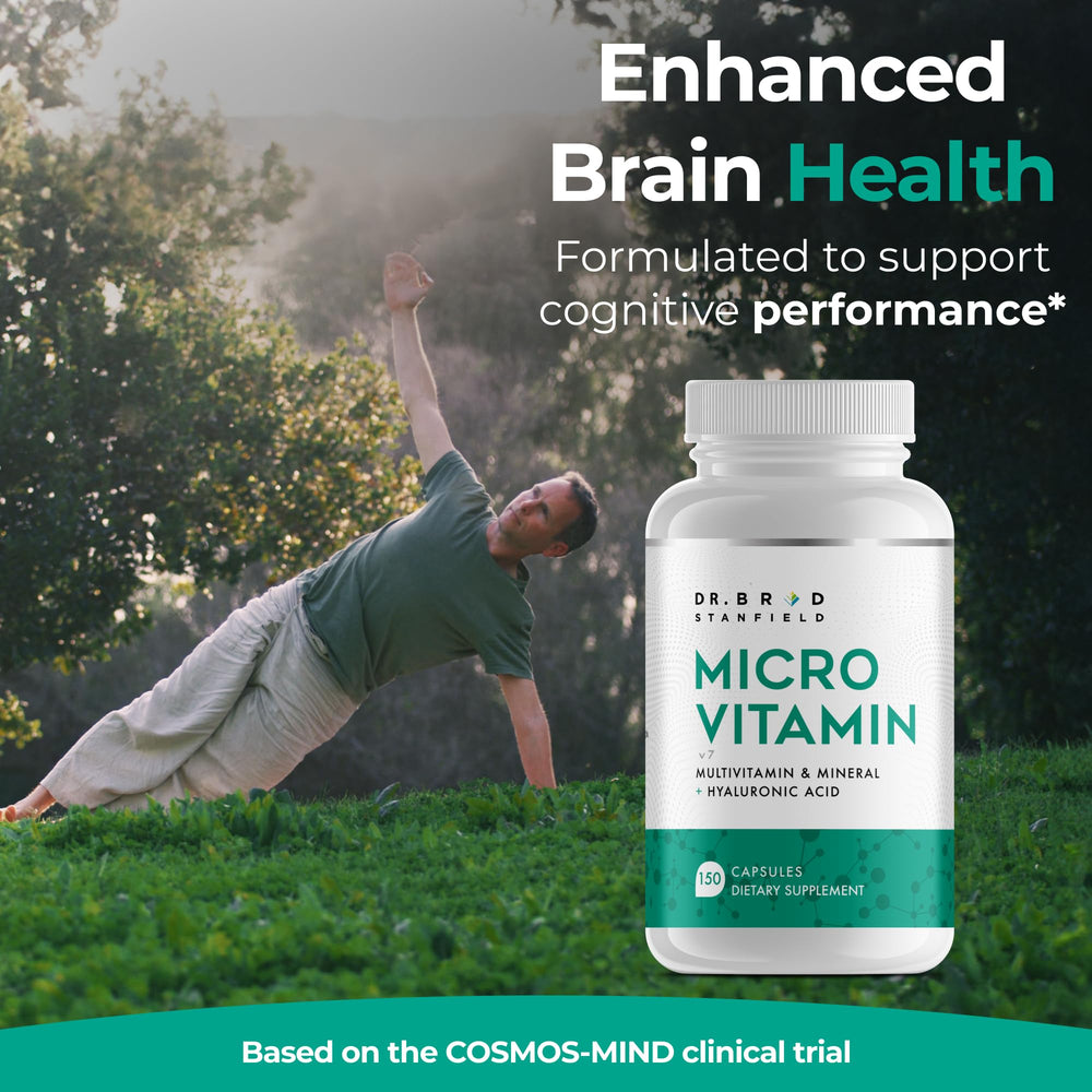 Illustration showing cognitive health benefits of Dr Brad Stanfield multivitamin for men and women