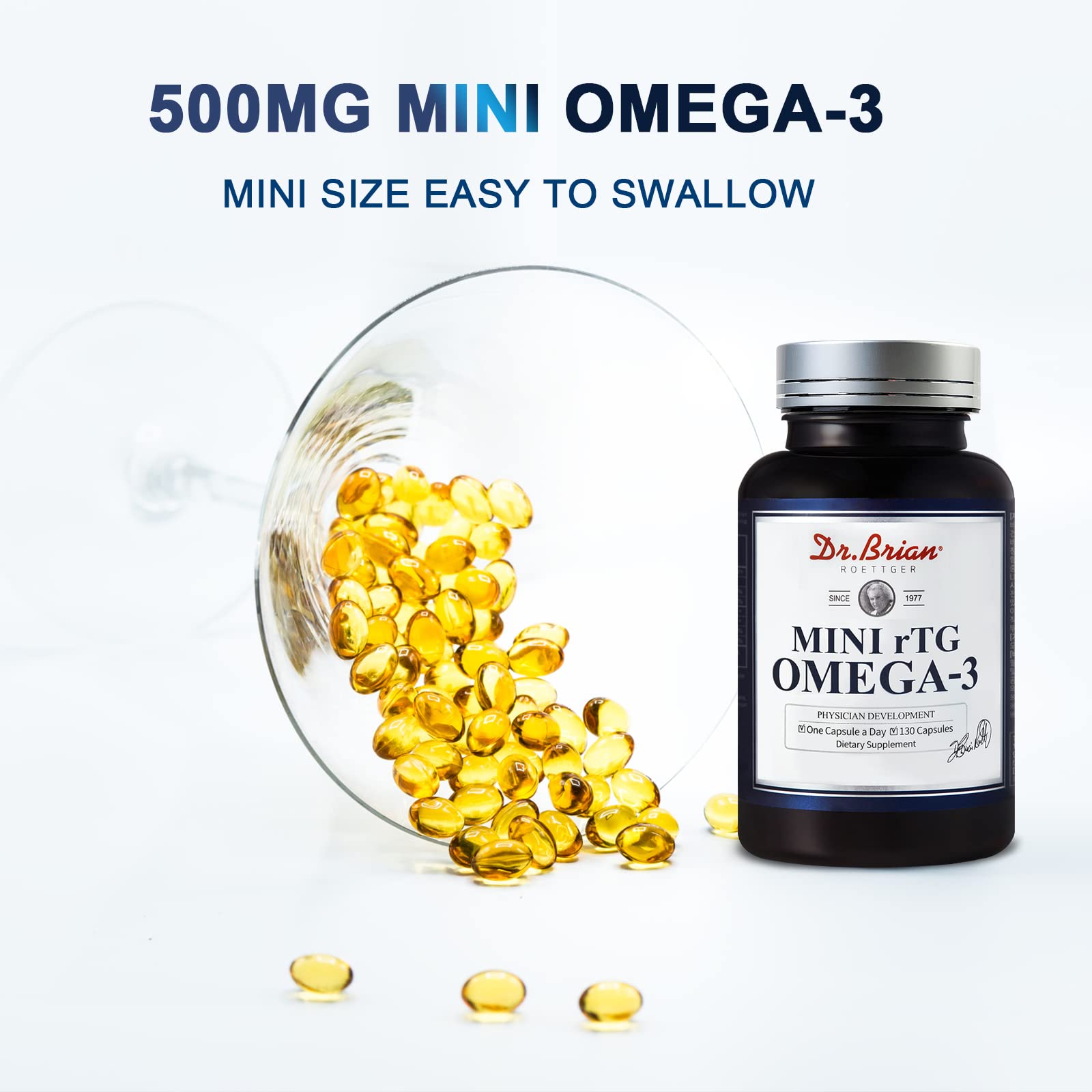 Close-up of rTG omega-3 capsules