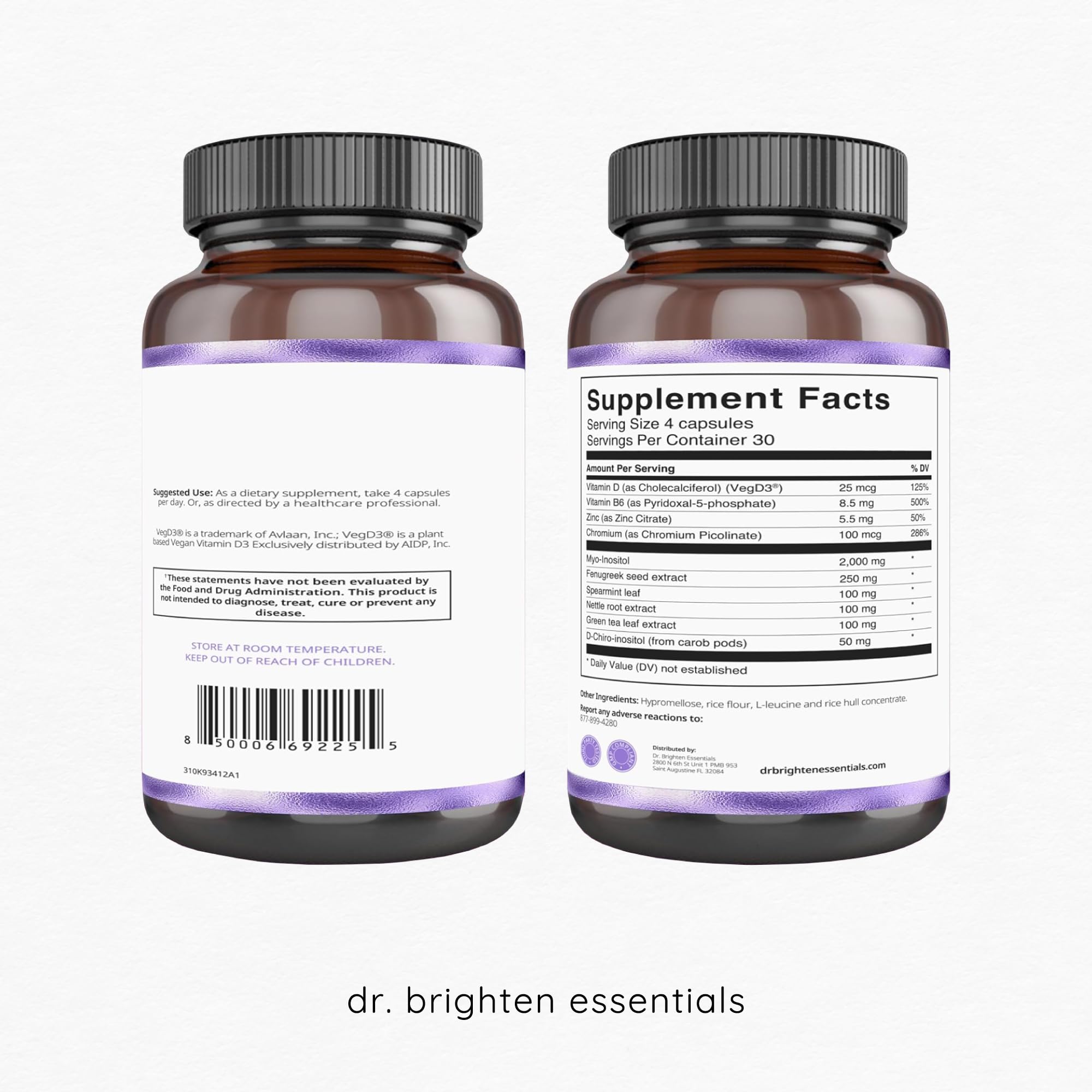 Dr. Brighten capsule closeup highlighting vegan easy‑to‑swallow form