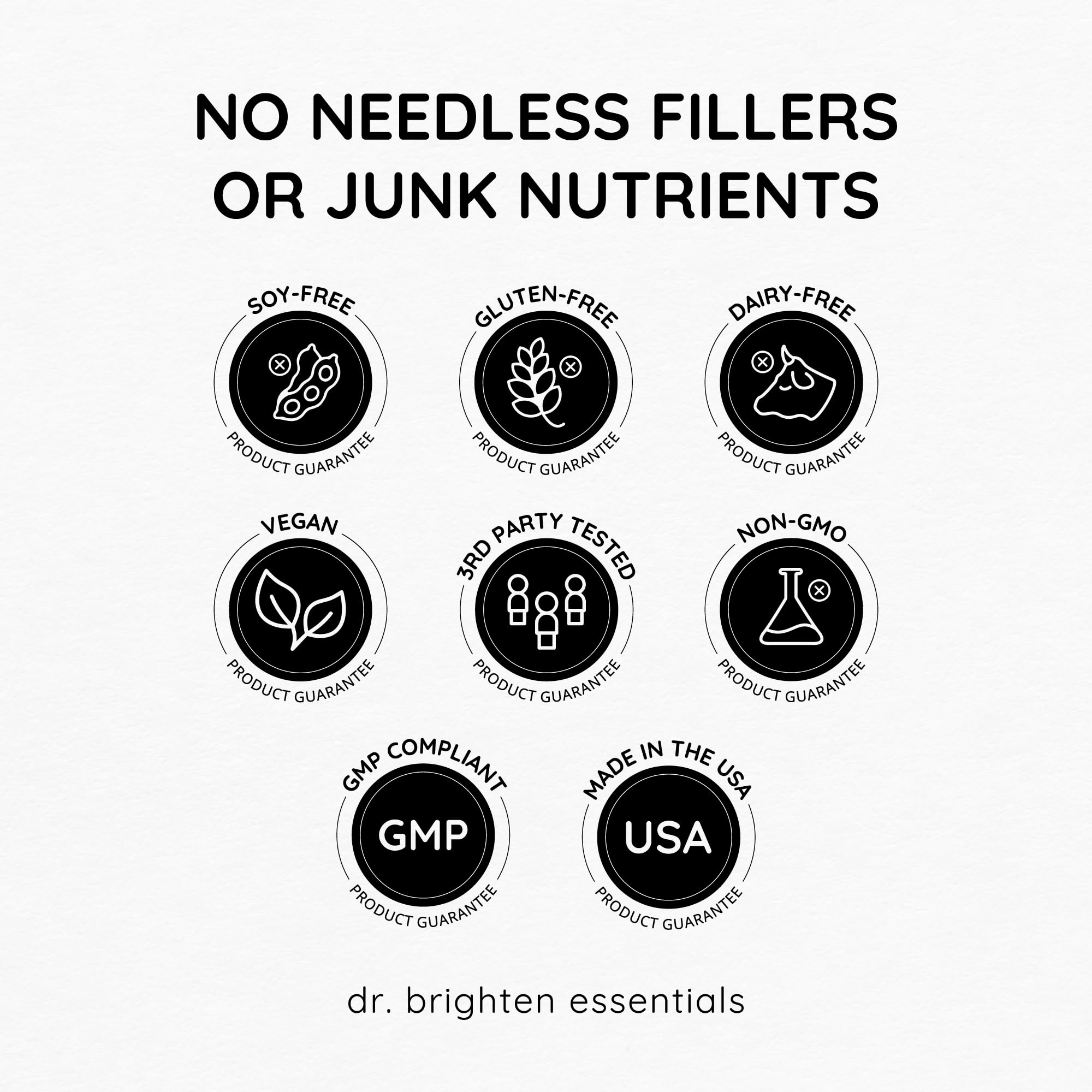 Dr. Brighten bottle beside coin for capsule count and scale