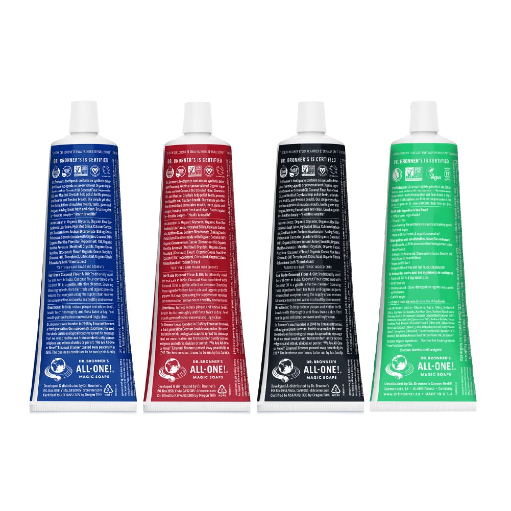 Spearmint flavor toothpaste 5 oz from Dr. Bronner's All-One 4-pack