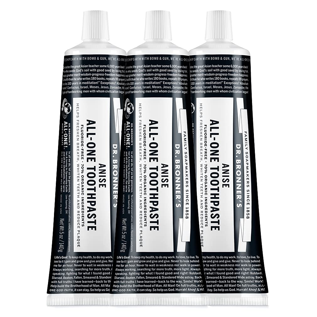 Hero image: Dr. Bronner's All-One Toothpaste Anise flavor 5 oz 3-pack