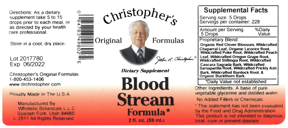 Product shot of Dr. Christopher's Original Formulas Blood Stream Formula bottle