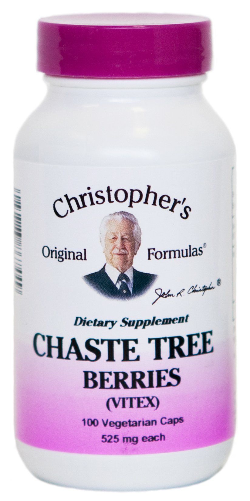Bottle of Dr. Christopher's Formula Chaste Tree Berries - 100 Vegicaps, 525 mg each