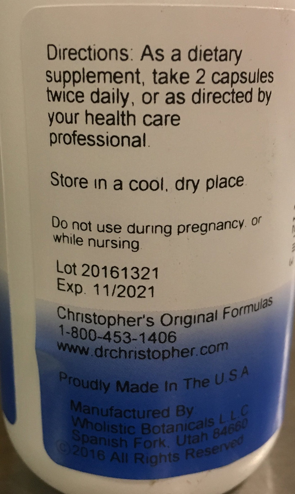 Capsules from Dr Christopher's Formula Glandular System bottle