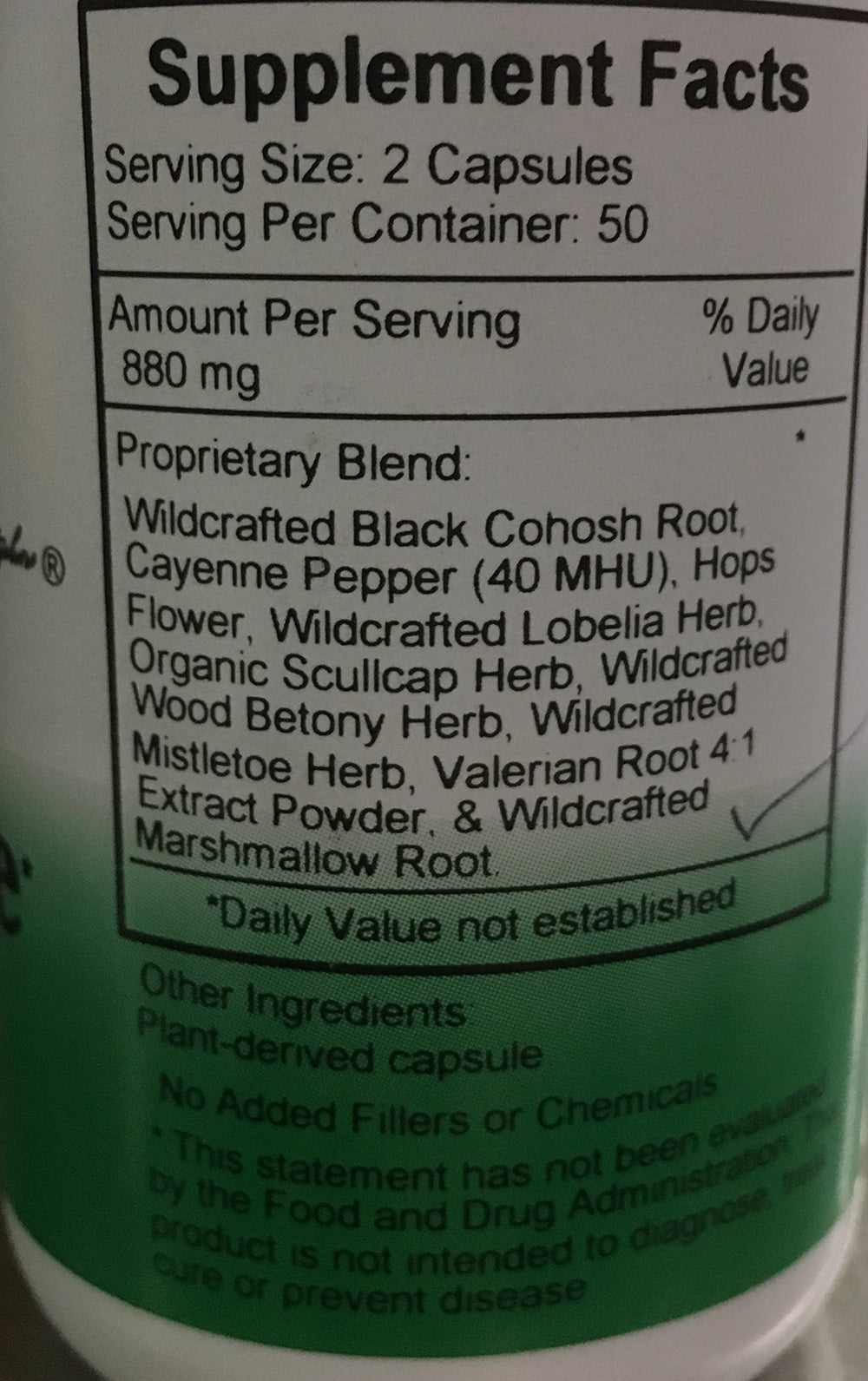 Close-up of Relax-Eze bottle label