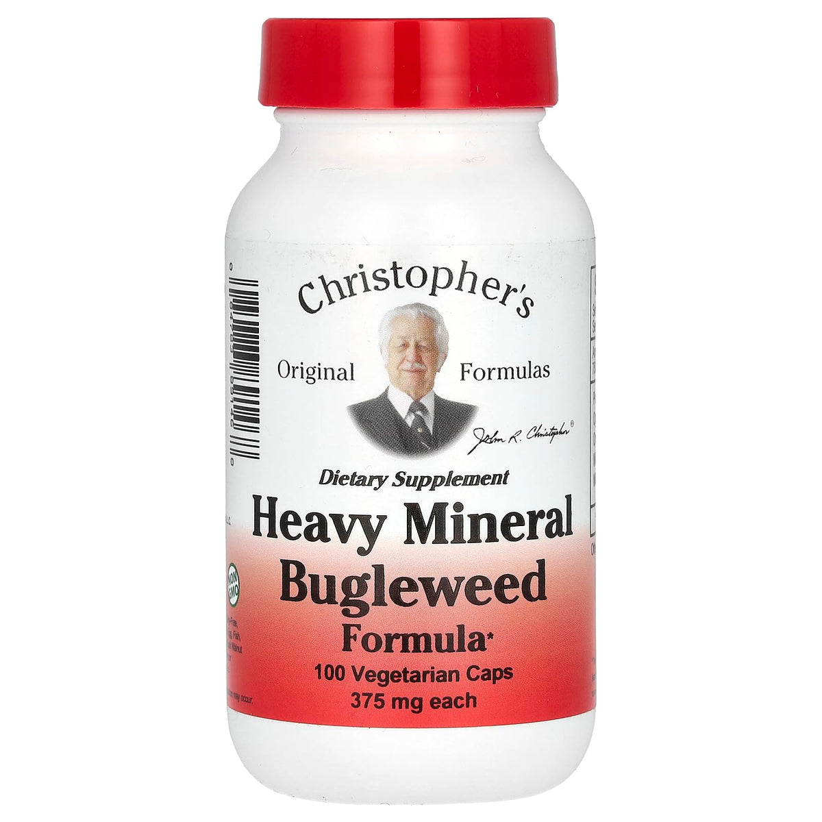 Dr. Christopher's Formulas Heavy Mineral Bugleweed Formula bottle label – 400 mg, 100 capsules