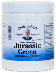 Front view of Dr. Christopher's Nourish Jurassic Green Powder 4 oz container