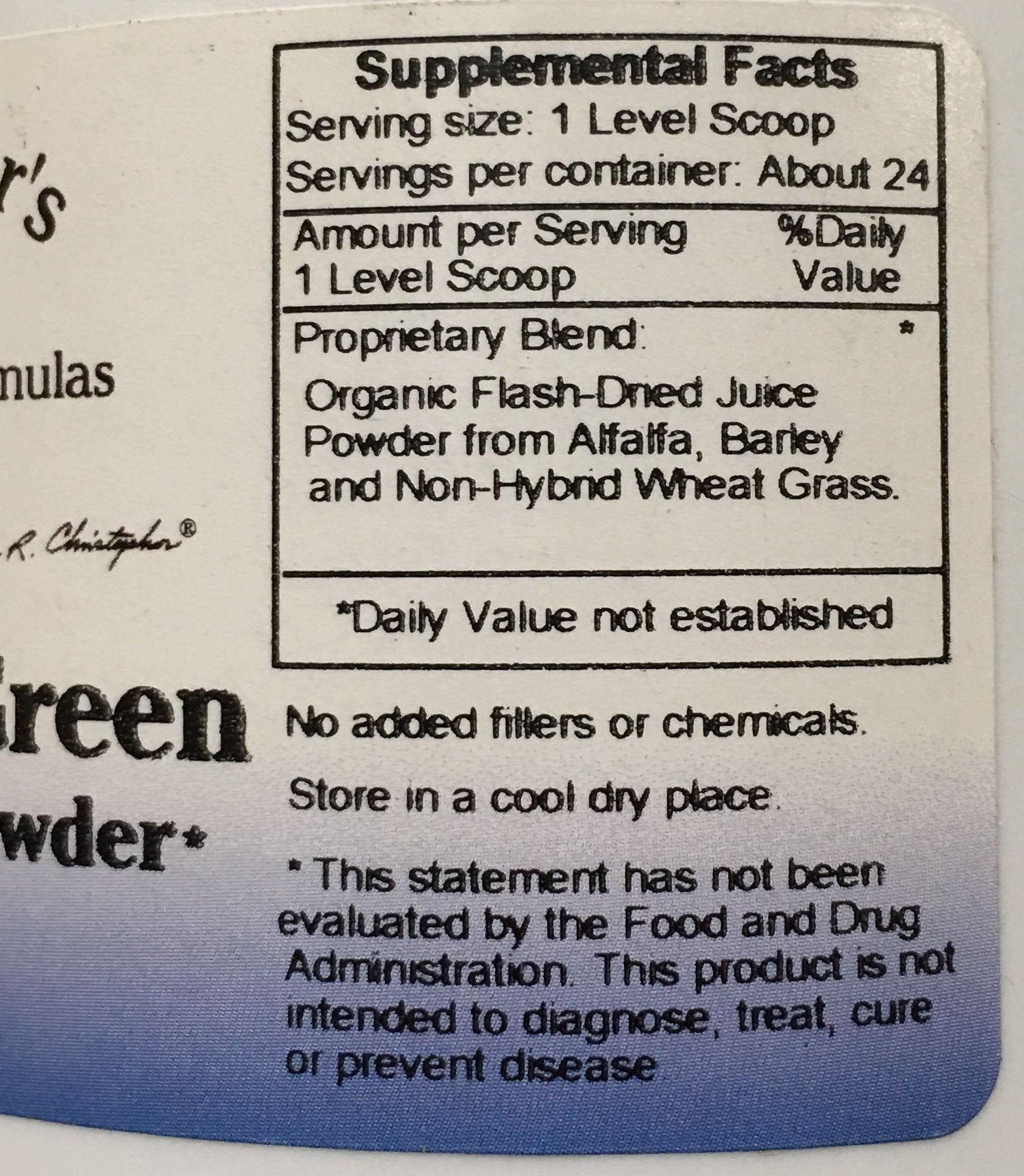 Serving suggestion: mix one teaspoon of Jurassic Green Powder in water or juice