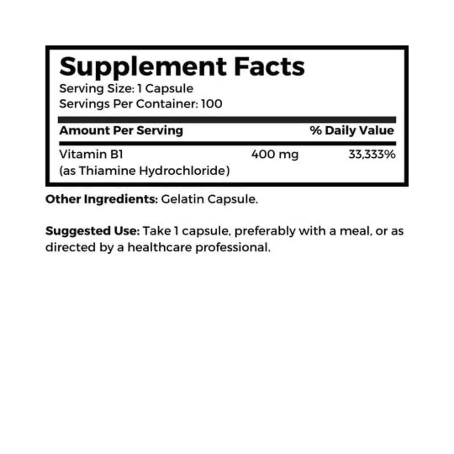 B1 thiamine capsules with no allergens