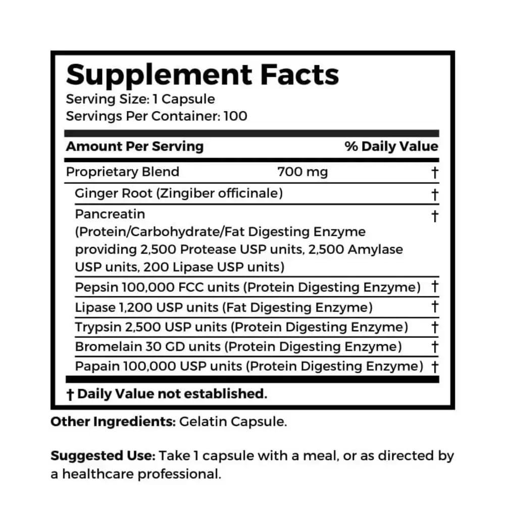 Label close-up of Dr. Clark Digestive Enzymes