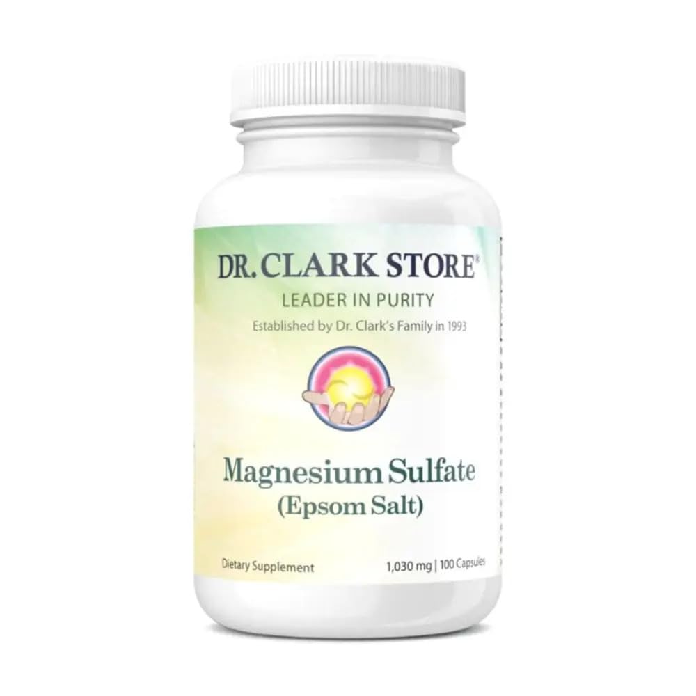 Bottle of Dr. Clark Magnesium Sulfate USP (Epsom Salt) 1030 mg