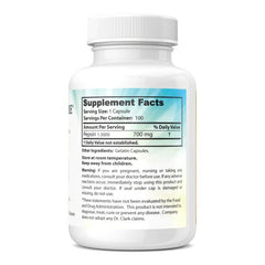 Back label of bottle showing supplement facts and ingredients