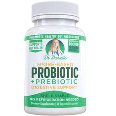 Bottle of Dr. Danielle Probiotic with 60 capsules, shelf-stable
