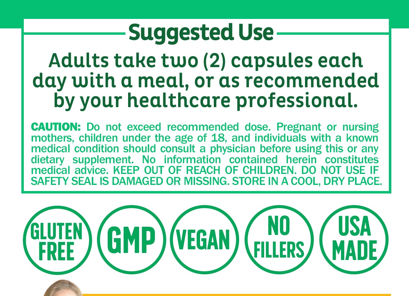 Non-GMO, vegan, gluten-free product badges