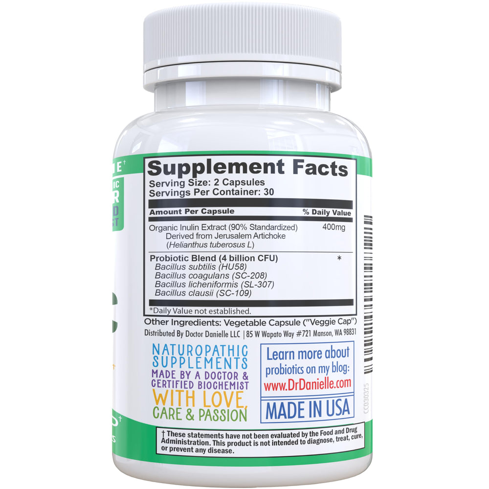 Close-up of Dr. Danielle Probiotic label
