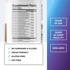 Close-up of the 10 mushroom blend capsule contents