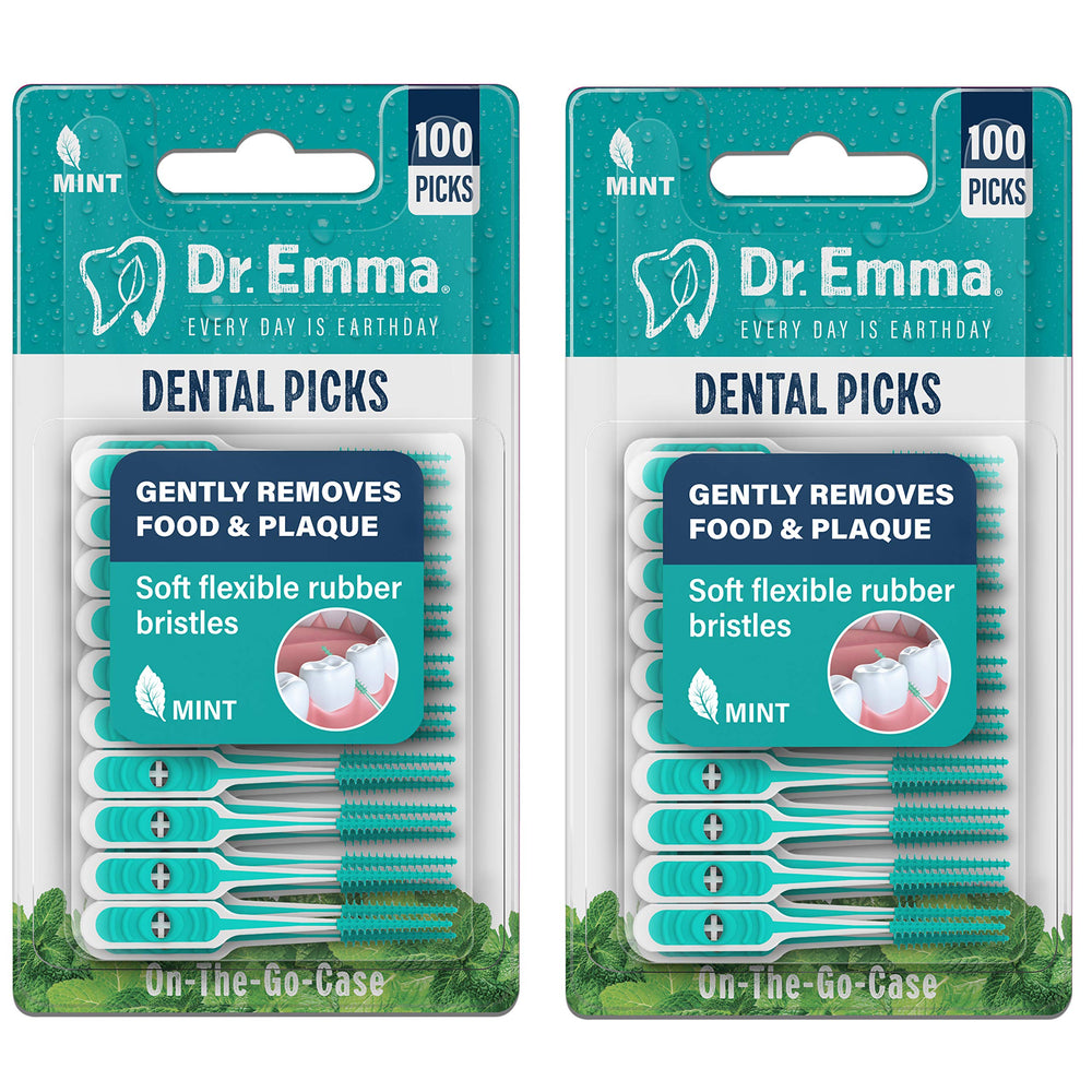 Dr. Emma Mint Brush Picks 200-count package - two packs of 100