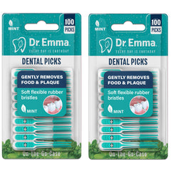 Dr. Emma Mint Brush Picks 200-count package - two packs of 100