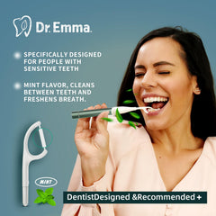 Close-up of soft-touch handle for Dr. Emma flosser