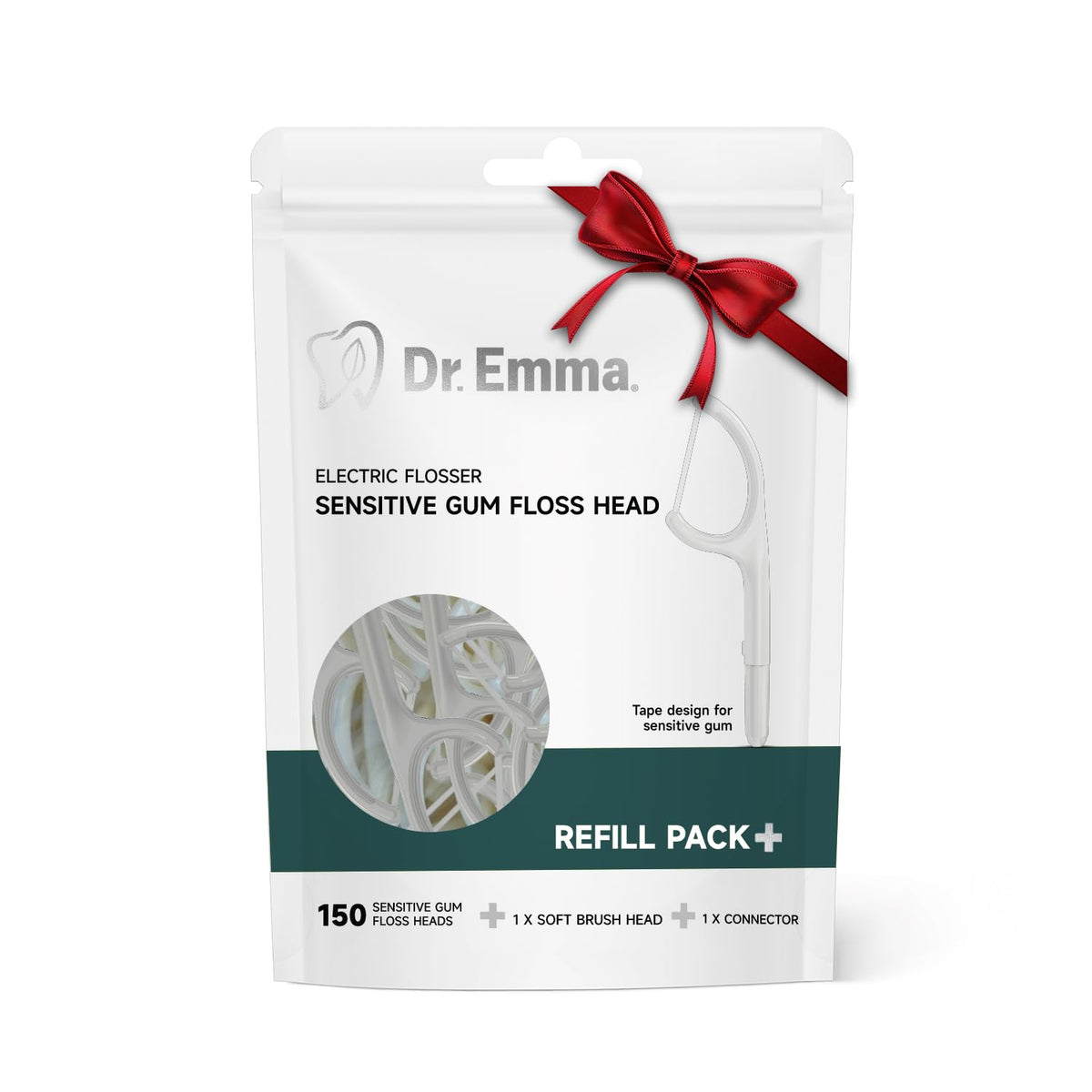 Packaging of Dr. Emma Tape Dental Floss Picks 150-count