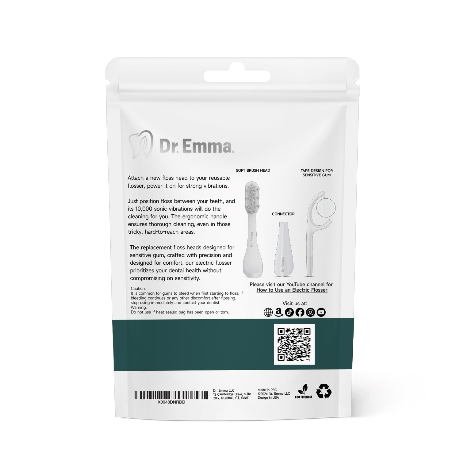 Soft-grip handle close-up on Dr. Emma Tape Dental Floss Picks