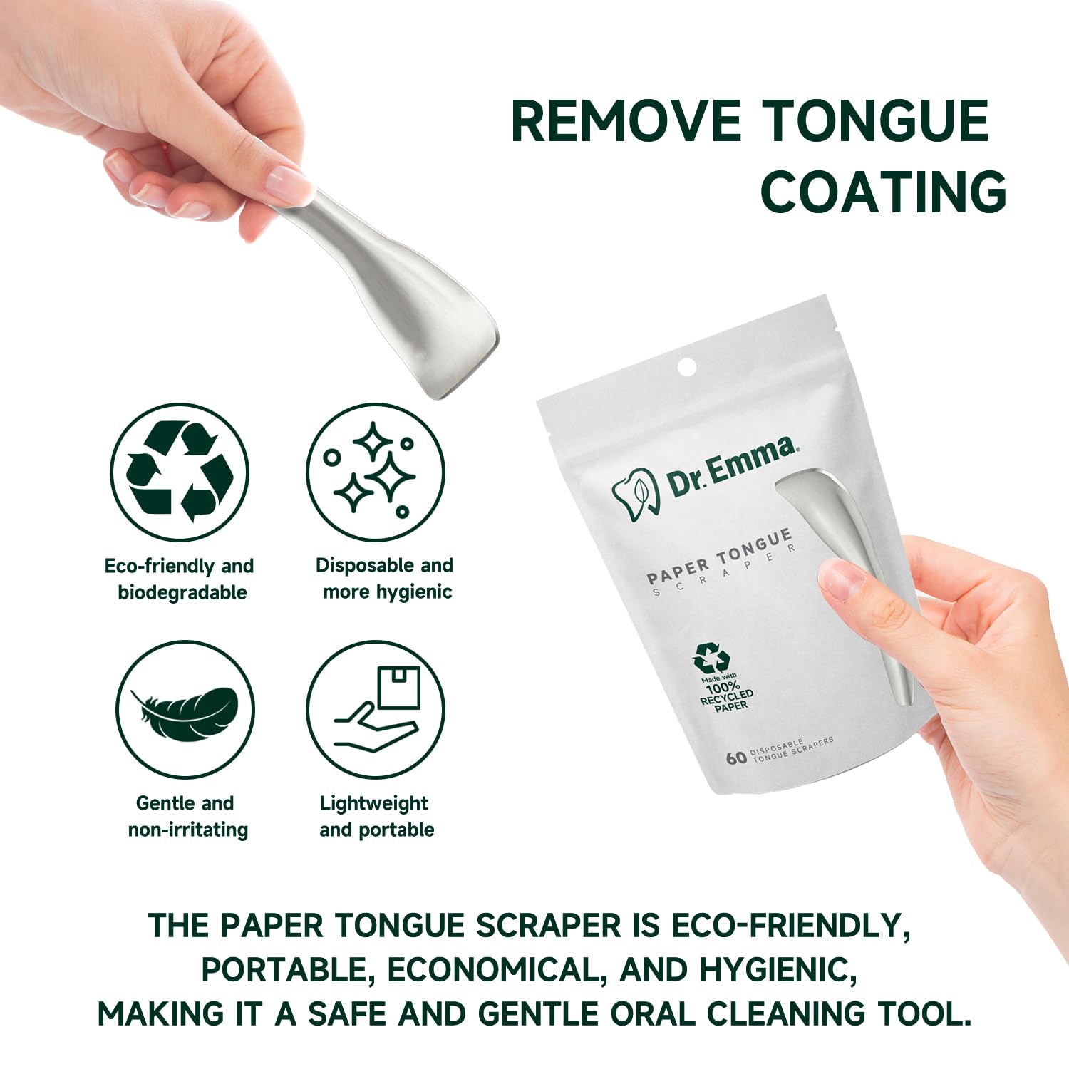 Compact travel-friendly tongue cleaner for on-the-go use