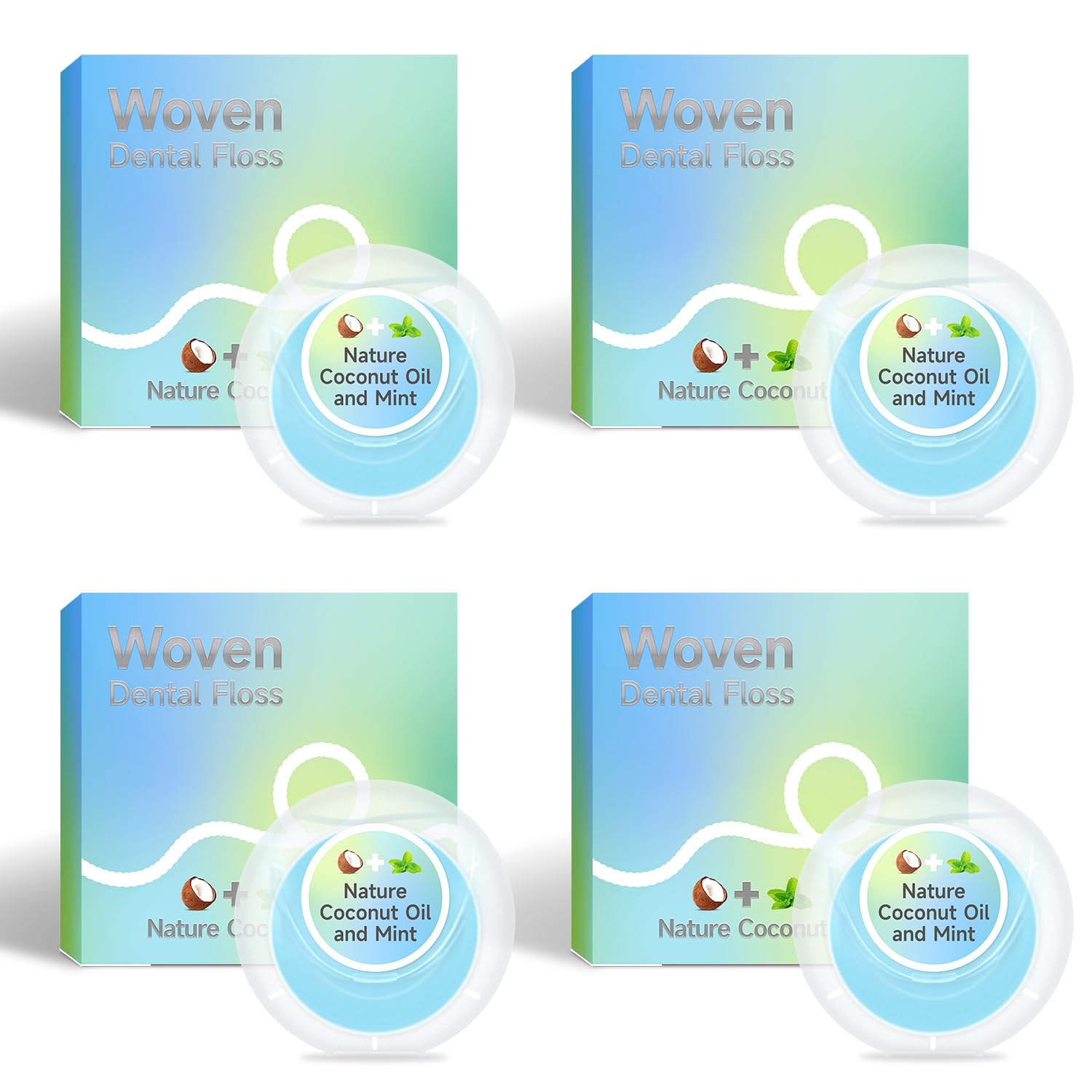 Dr. Emma Woven Dental Floss Coconut Oil Infused Expanding Floss Mint Blue packaging