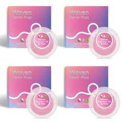 Dr. Emma Woven Dental Floss Coconut Oil Infused Expanding Mint Pink Packaging Pack of 4