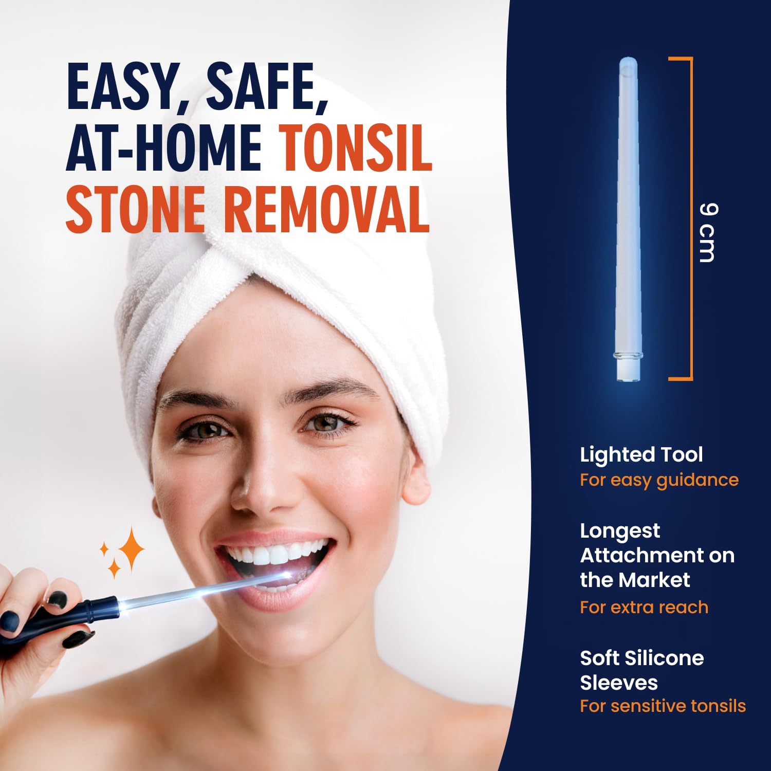 Lighted wand and tonsil stone removal tool setup