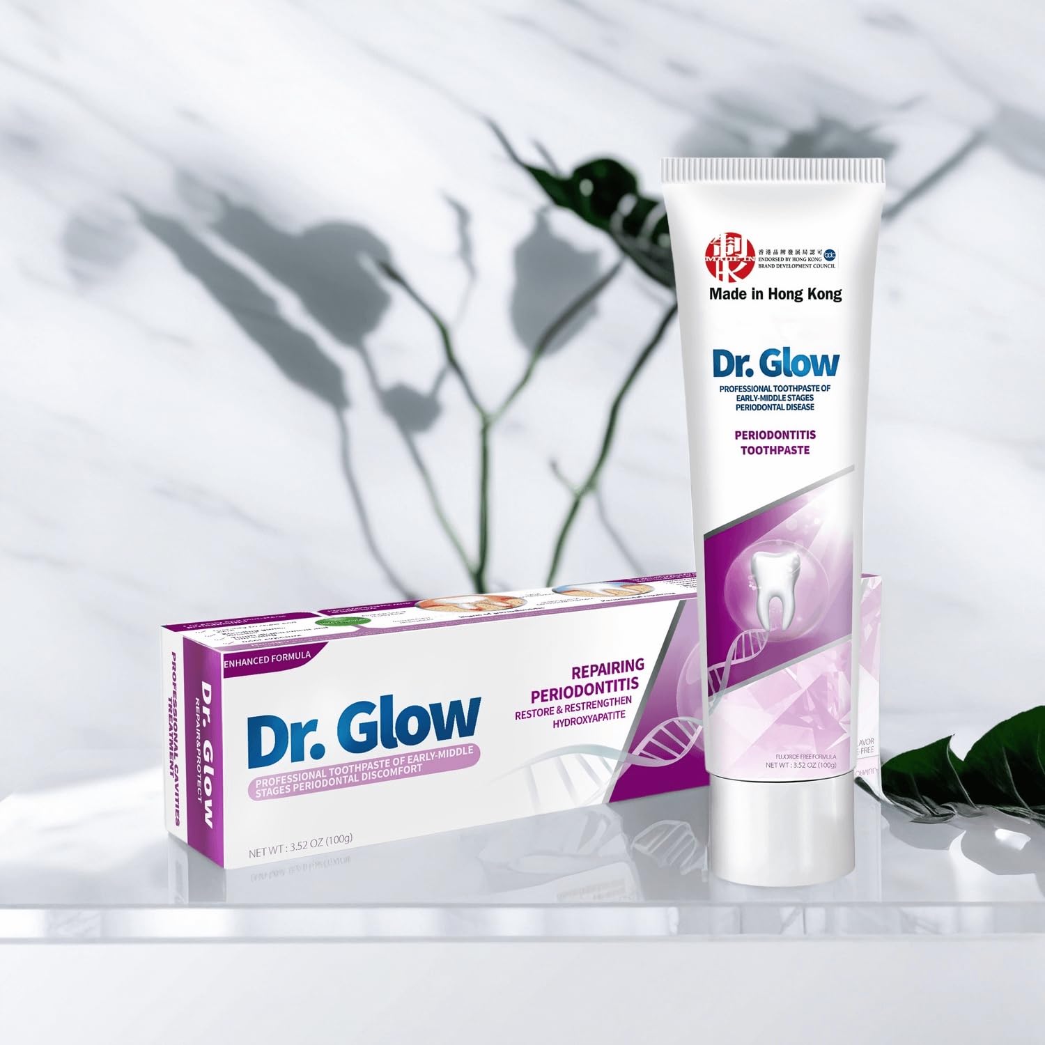 Concept of gum tissue restoration with Dr. Glow toothpaste