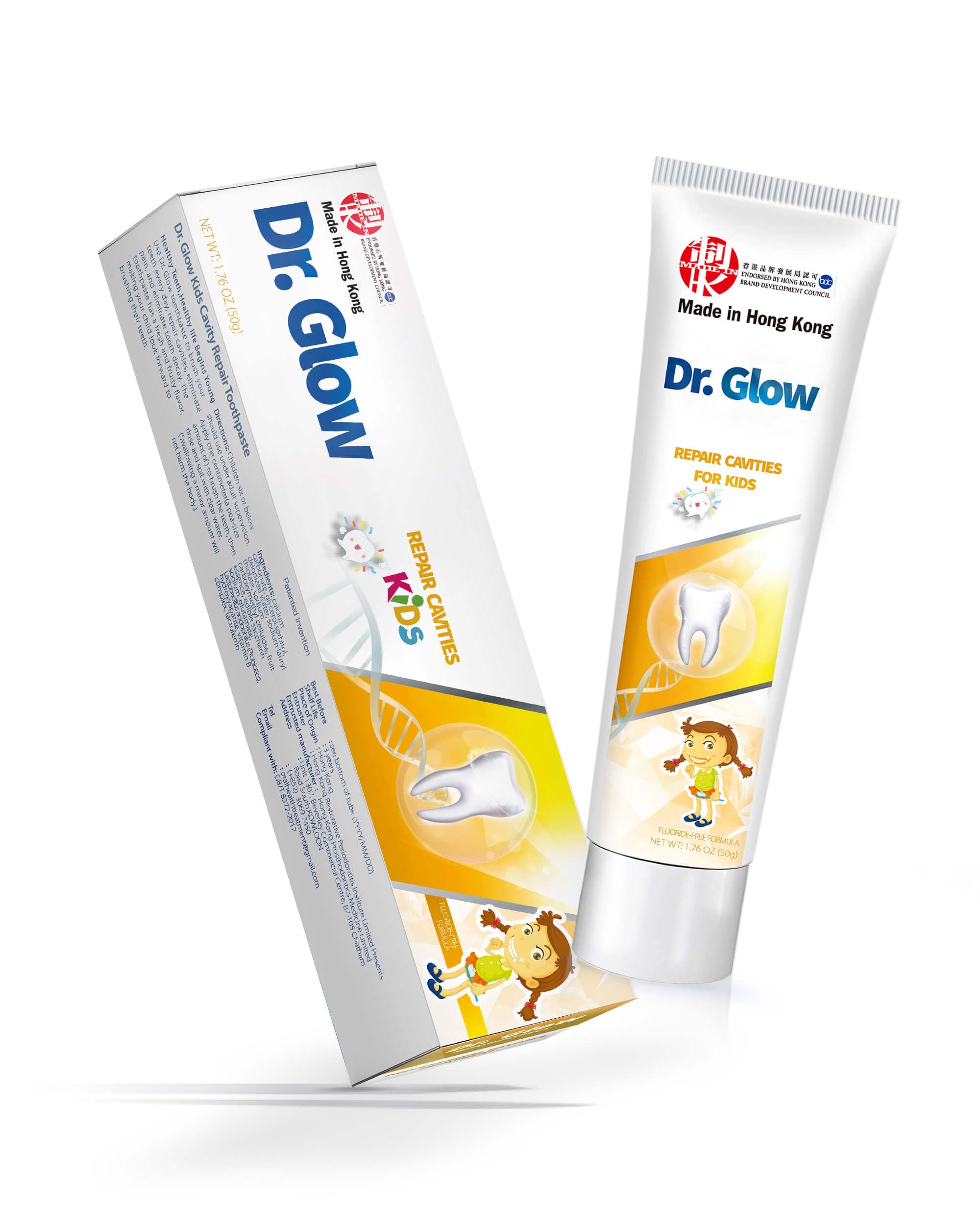 Child brushing teeth with Dr. Glow toothpaste
