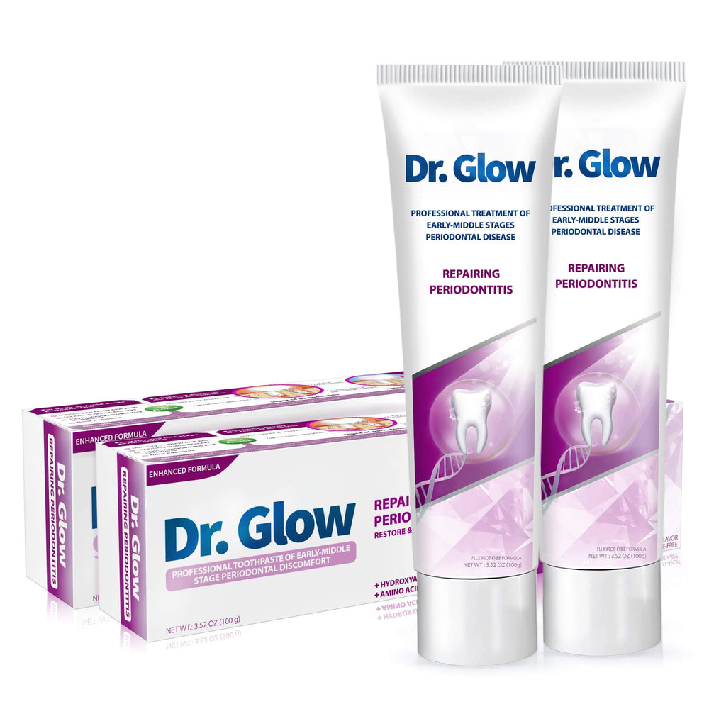 Dr. Glow Gum Repair toothpaste tube targeting gingivitis