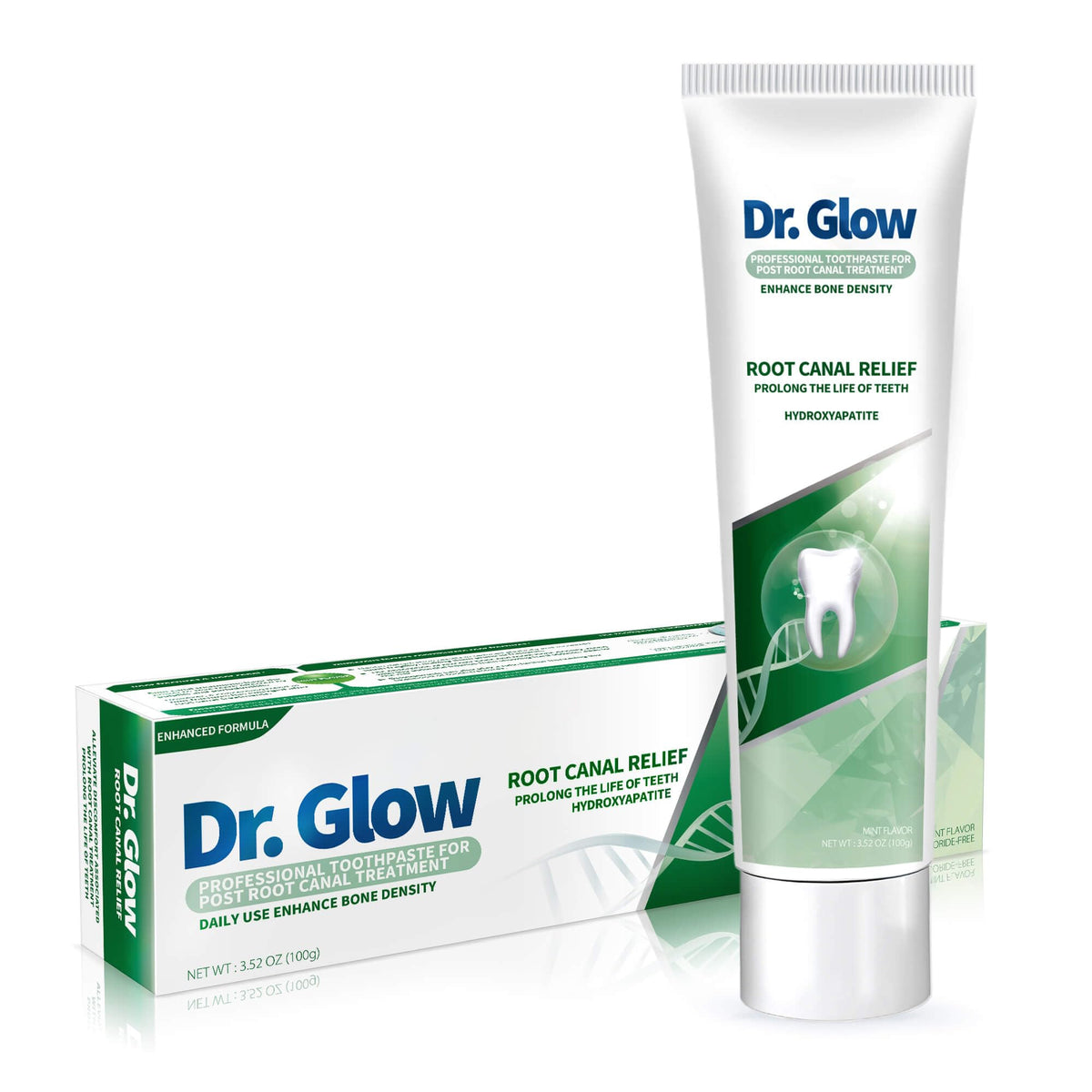 Dr Glow Post-Root-Canal Toothpaste packaging