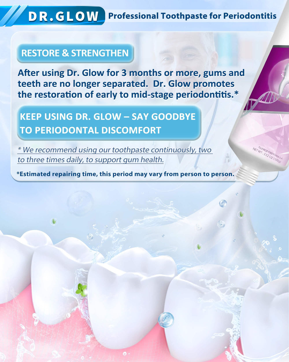 Close-up of toothpaste being applied to gums