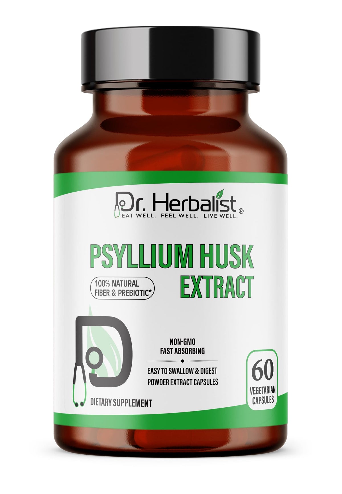 Bottle of Dr. HERBALIST Psyllium Husk Extract 1000mg serving