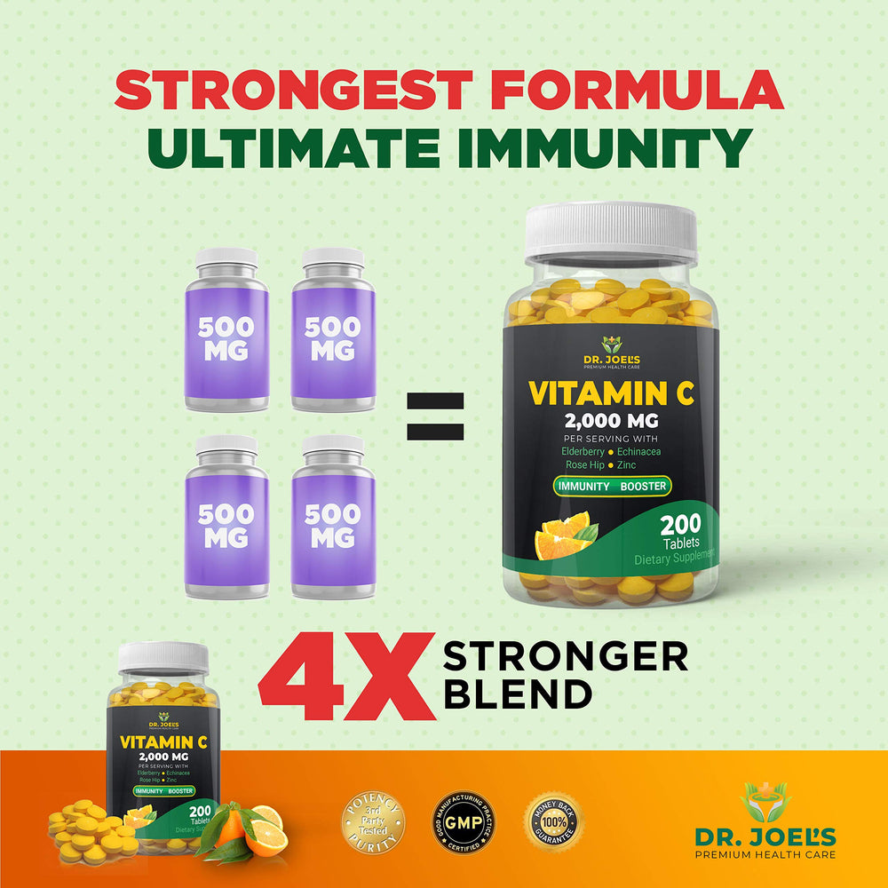 Vitamin C 2000 mg with Elderberry, Rose Hip, Zinc, Echinacea for immune support