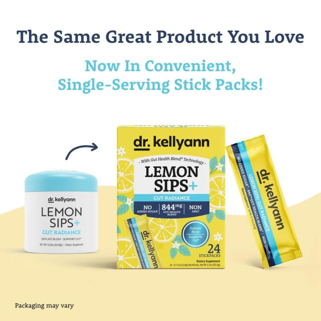 Dr. Kellyann Lemon Sips packet open displaying clean, sugar-free ingredients