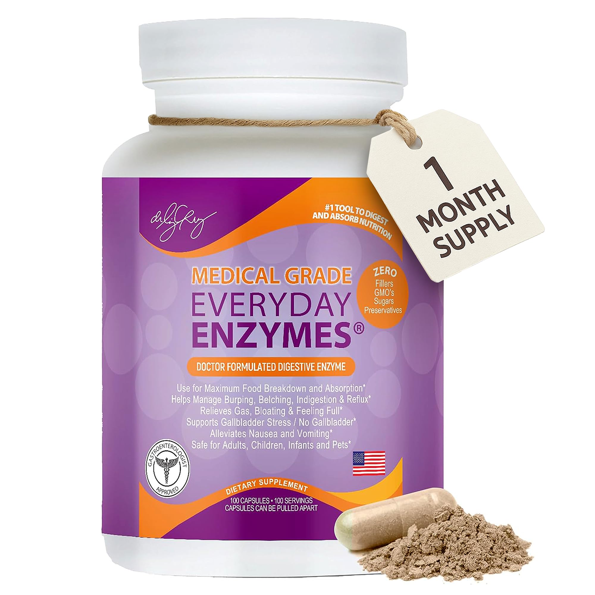 Dr Liz Cruz Everyday ENZYMES bottle with 100 veggie capsules