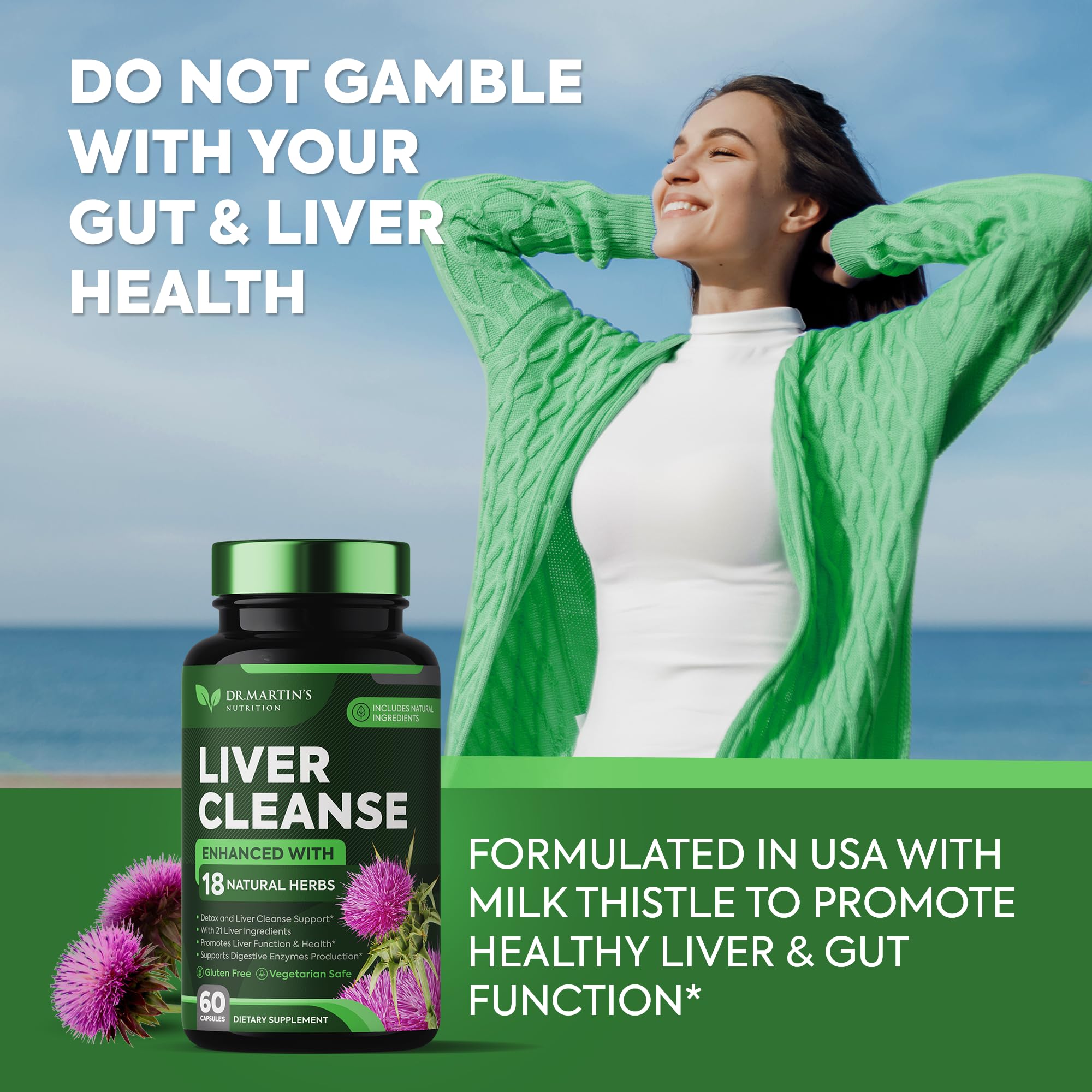 Close-up of DR. MARTIN'S NUTRITION liver cleanse ingredient blend including beet and chicory.