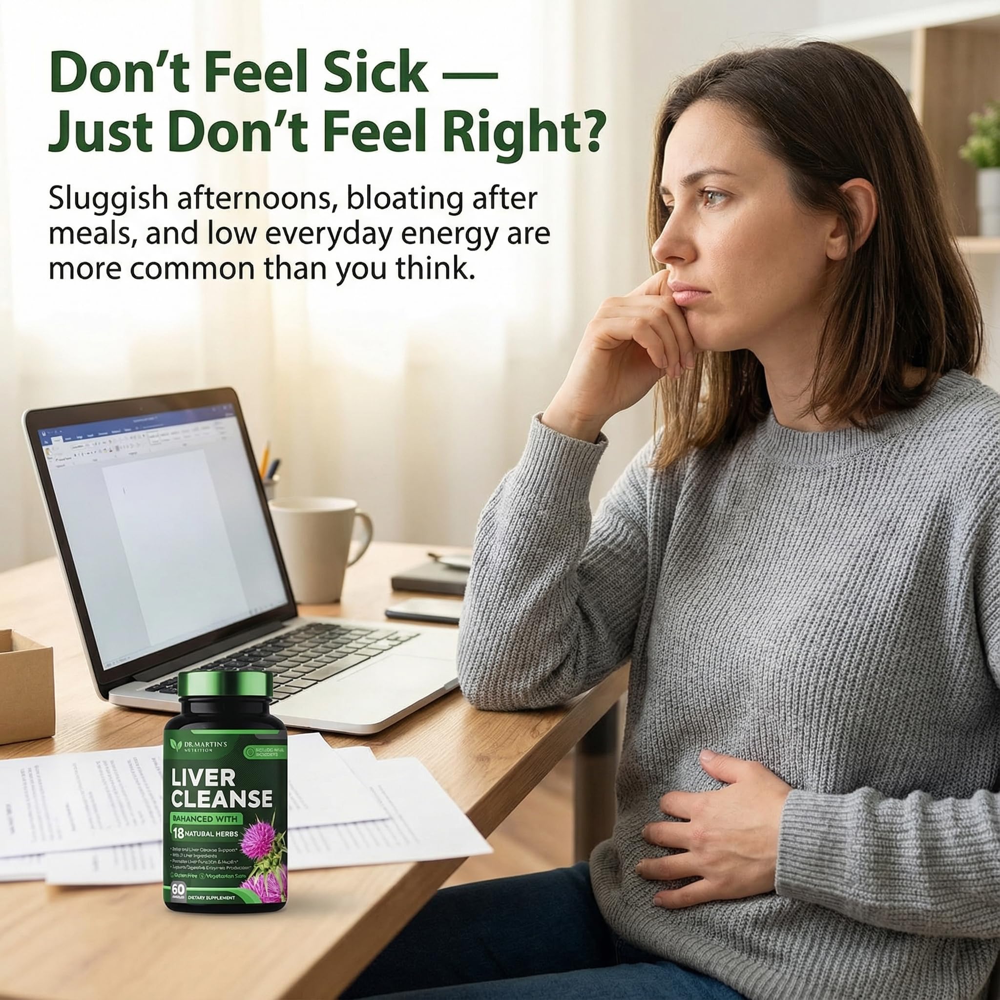 DR. MARTIN'S NUTRITION liver cleanse capsules being poured for easy daily use.