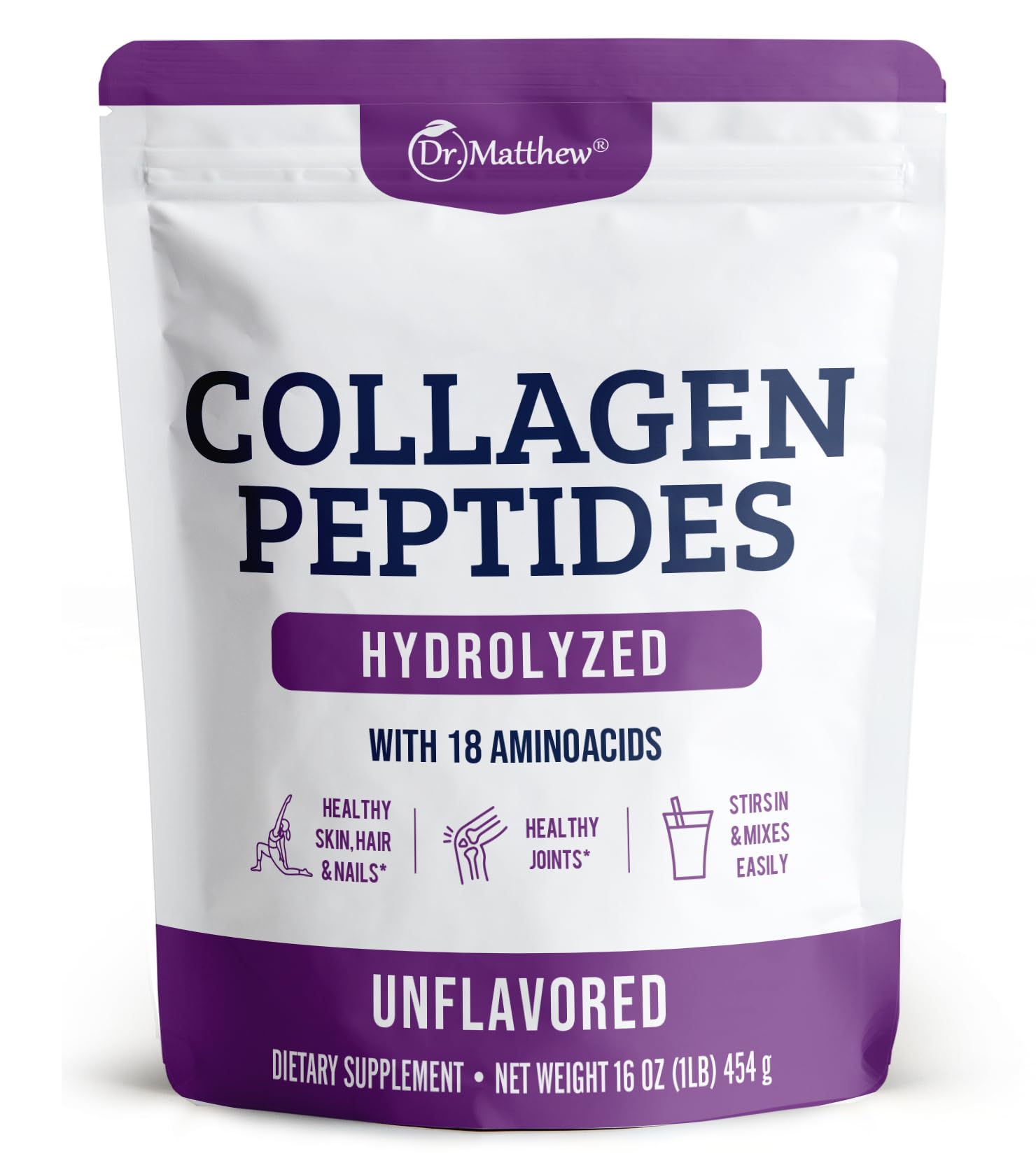 Dr. Matthew Hydrolyzed Collagen Peptides powder canister (unflavored)