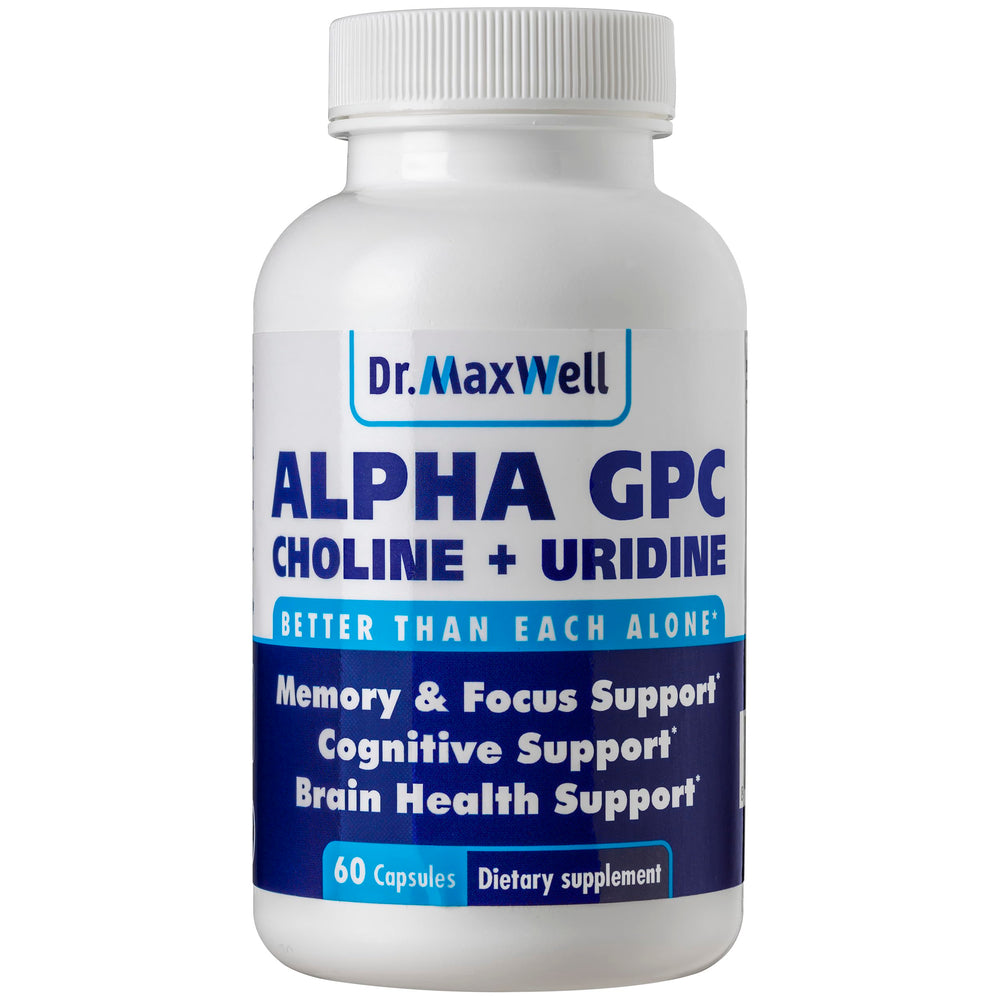 Dr. Maxwell Alpha GPC 600mg + Uridine bottle label