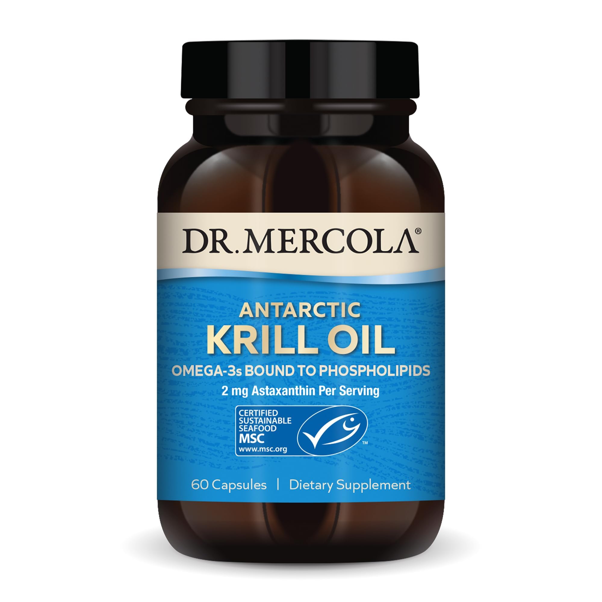 Dr. Mercola Antarctic Krill Oil bottle, 1000 mg, 60 capsules