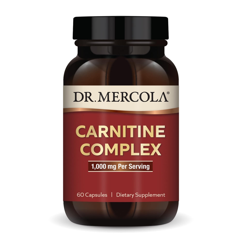 Dr Mercola Carnitine Complex bottle label signaling immune-supporting energy production