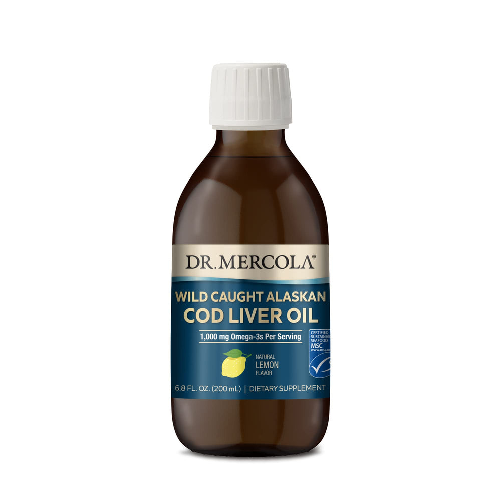 Dr. Mercola Wild Caught Alaskan Cod Liver Oil bottle, 6.8 fl oz