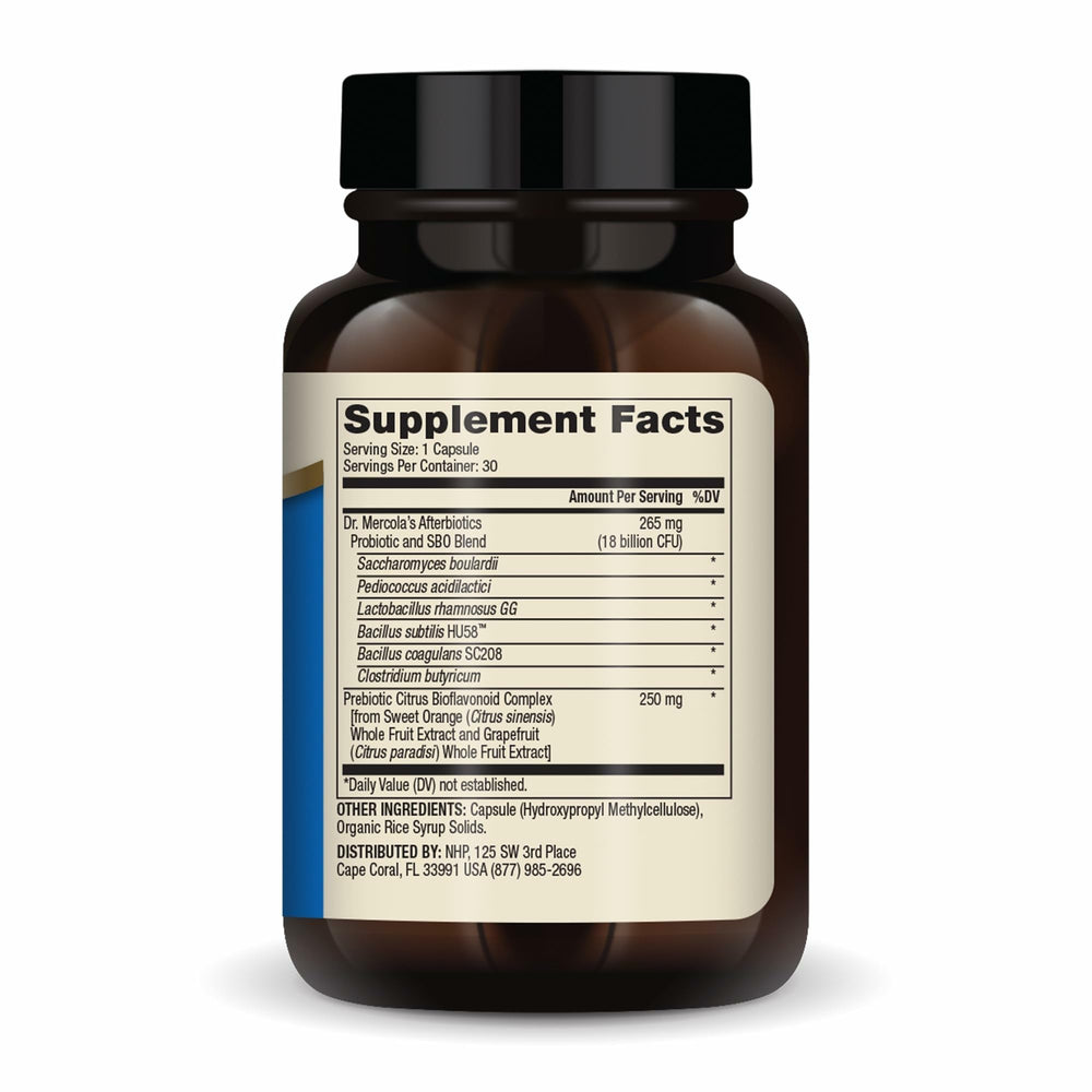 Close-up of Afterbiotics probiotic capsule