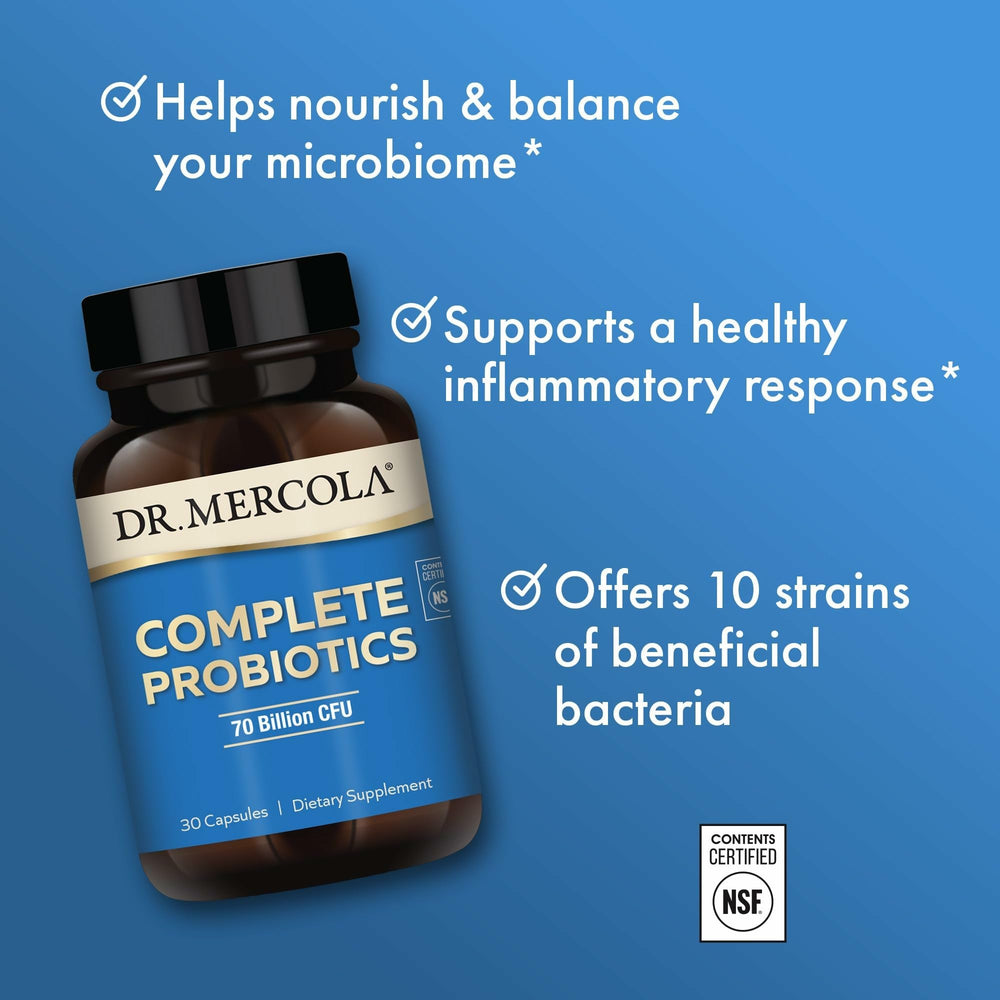 Graphic illustrating 10 probiotic strains