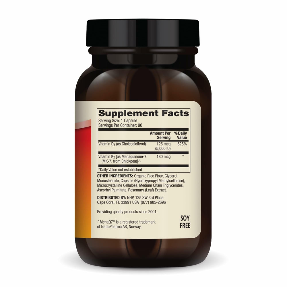 Close-up of label showing 5000 IU D3 and 180 mcg K2